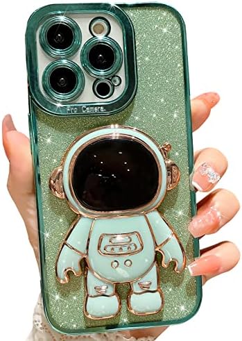 MGQILING Uyumlu iPhone 13 Bling Kaplama Astronot Gizli Standı Durumda, sevimli 6D Standı Glitter Telefon Kılıfı Kadınlar