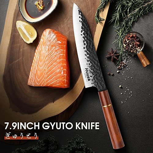 Huusk Japonya şef bıçağı seti, 8 inç Gyuto Bıçağı Profesyonel şef bıçağı ve Nakiri Japon Mutfak bıçağı 7 inç