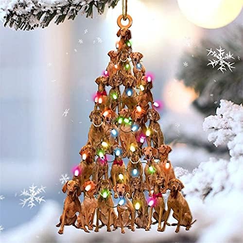 Vizsla köpek dize ışık ile güzel ağaç hediye köpek severler için noel ağacı süs dekor şeffaf plastik asılı dekorasyon