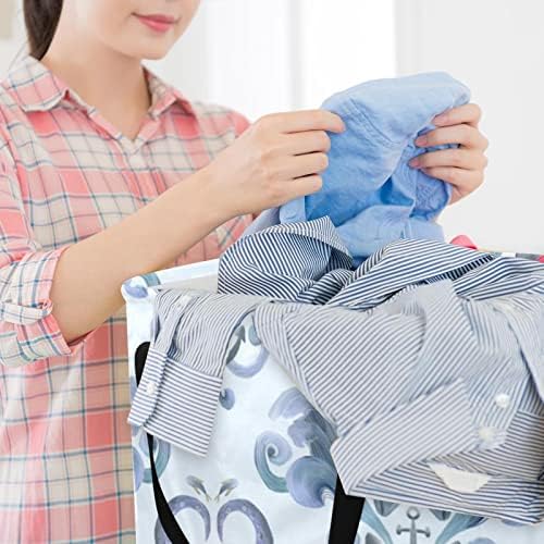 Mavi Balina Baskı Katlanabilir çamaşır sepeti, 60L Su Geçirmez çamaşır sepetleri çamaşır Kutusu Giysi Oyuncak Depolama