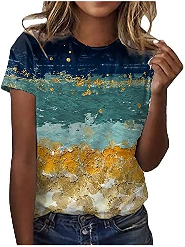 Bayan Yaz Üstleri Çizgili Renk Bloğu Kısa Kollu Casual Bluzlar T Shirt Üstleri Çizgili Gömlek Kadınlar için