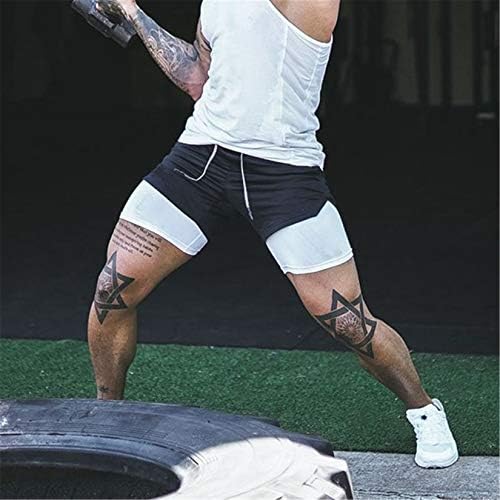 Andongnywell erkek 2-in-1 Egzersiz Koşu Şort Hafif Spor Yoga Eğitimi Spor Kamuflaj kısa pantolon