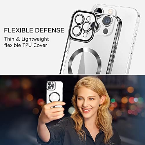 BENTOBEN Manyetik iPhone 13 Pro Max Telefon Kılıfı Şeffaf Şeffaf İnce Lüks Tampon Kamera Lens Koruyucu Kadın Erkek
