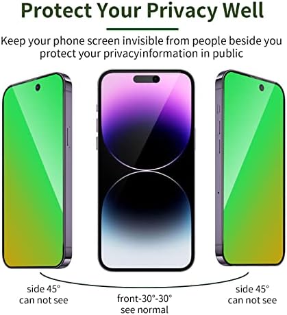 Eliphelet 2 paket için iPhone 14 Pro gizlilik ekran koruyucu temperli cam için iPhone14Pro 5G 6.1 inç degrade yeşil