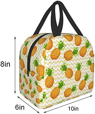 Ananas Öğle Yemeği Çantası 10x8x6 Çizgili öğle yemeği çantası Yalıtımlı öğle yemeği kutusu-Ananas Sarı Şerit