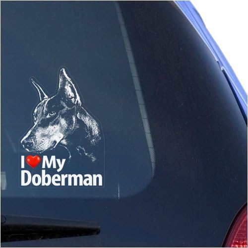 Doberman'ımı Seviyorum Pencere için Şeffaf Vinil çıkartma, Dobermann Pinscher Burcu Sanat Baskı