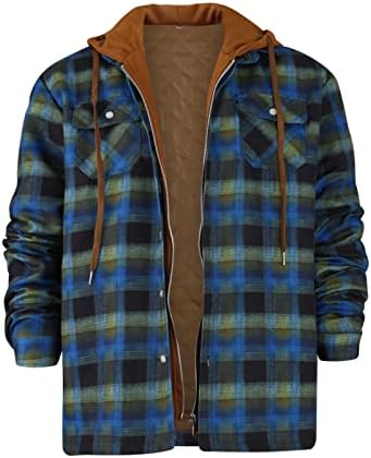 Ymosrh Hoodies Erkekler için Aşağı Ekose Gömlek Eklemek Kadife Sıcak Tutmak kapüşonlu ceket Erkek Mont ve Ceketler