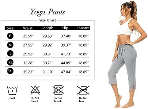 LEXİSLOVE Kapriler Kadınlar ıçin Rahat Yaz Geniş Bacak Mahsul pantolon Gevşek Rahat İpli Yoga Jogger kapri cepli pantolon