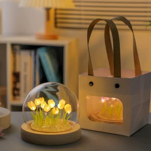 UHXKYEW DIY Lale Gece Lambası, el Yapımı LED Simülasyon Çiçek Yatak Odası Uyku Masa Lambası Süsler, çocuk Aile Çift