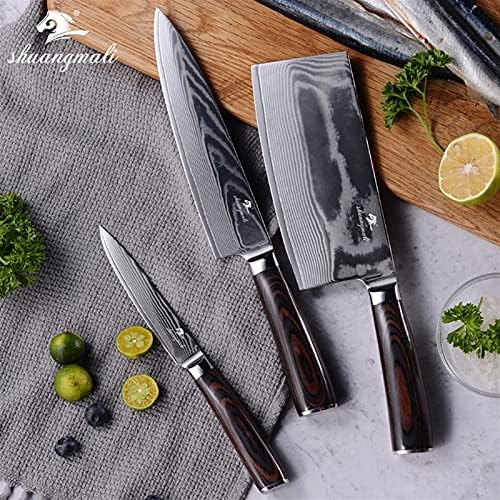 GOND Programı Pişirme şef bıçağı seti VG10 Şam Çelik Mutfak Sebze Bıçakları Seti Çin Cleaver Soyma şef bıçağı Seti