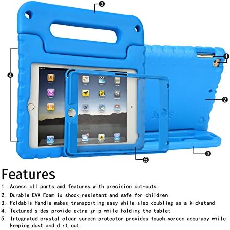 Dahili Ekran Koruyuculu Çocuklar için HDE iPad Mini 5 ve 4 Kılıfı-Apple Kalem Tutuculu Darbeye Dayanıklı Tutamak Standı