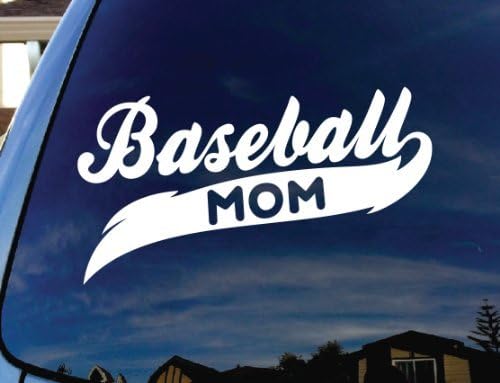 SoCoolDesign Beyzbol Anne Araba Pencere Vinil çıkartma 5 Geniş (Beyaz)