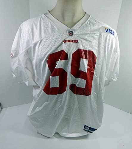 2009 San Francisco 49ers Tony Wragge 69 Oyun Kullanılmış Beyaz Antrenman Forması 3XL 40-İmzasız NFL Oyun Kullanılmış