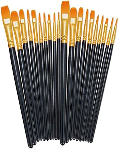 CZDYUF 20 adet boya fırçası Seti Yuvarlak Sivri Ucu Boya Fırçaları Naylon Saç Sanatçısı Akrilik Yağ Suluboya (Renk: