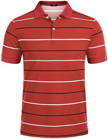 COOFANDY erkek Kısa Kollu polo gömlekler Klasik Fit Casual Hafif Çizgili Atletik Golf polo tişörtler