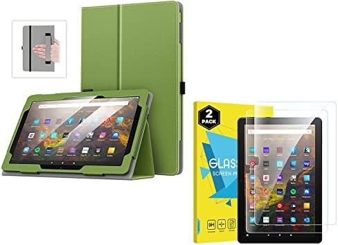 2'li Paket Temperli Cam Ekran Koruyuculu MoKo Kılıfı, Tüm Yeni Kindle Fire HD 10 & 10 Plus Tablet (11. Nesil, 2021