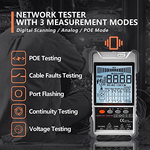 YGGYM Ağ Kablosu Test Cihazı Multimetre, Çok Fonksiyonlu Ethernet Tel Tracker, DC AC Voltmetre Kablo İzleme / Uzunluk
