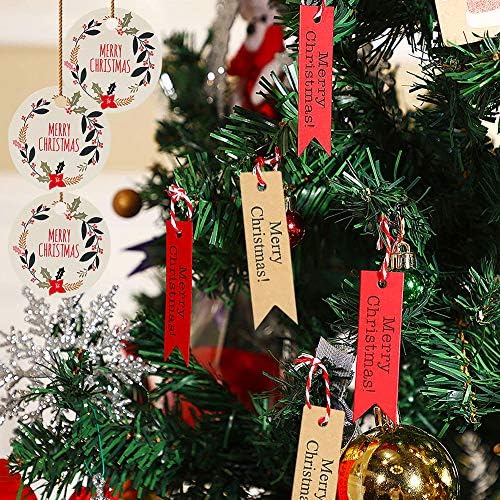 BESTZY 300 adet Kahverengi Kraft Kağıt Noel Etiketleri, Noel Kahverengi Kraft Etiketleri DIY Noel Tatil Hediyesi Sarma