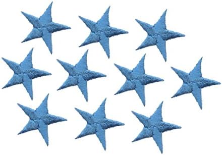 2-3 / 8 İnç Turkuaz Mavi Yıldız Paketi 10 Adet İşlemeli Demir on Patch