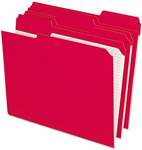 Pendaflex R15213red Takviyeli Üst Sekme Dosya Klasörleri, 1/3 Kesim, Mektup, Kırmızı, 100 / Kutu