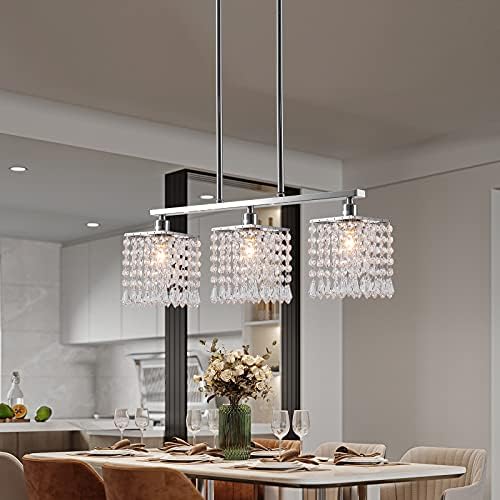 KAİQİ dikdörtgen kristal avize Modern dikdörtgen yağmur damlası kolye tavan ışık 3-Lights için mutfak ada yemek odası