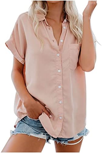Bayan Kaplumbağa Boyun Düğme Aşağı Yukarı Gevşek Fit Rahat Fit Düz Bluz T Shirt Bayanlar için Sonbahar Yaz XO XO
