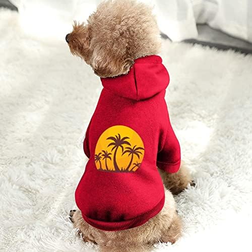 Hawaii Günbatımı ve Palmiye Ağaçları Köpek Hoodie Kazak Kazak Evcil Hayvan Giysileri Kapşonlu Kıyafetler Ceket Köpekler
