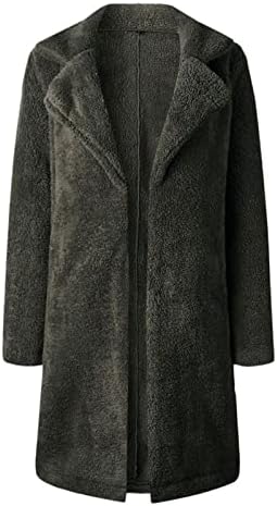 Bayan Uzun Shearlıng Ceketler Oyuncak Polar trençkotlar Uzun Kollu Yaka Açık Ön Ceket Katı Sıcak kışlık palto