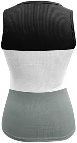 lcepcy Moda Renk Bloğu Henley Tank Top Kadınlar Slim Fit Kolsuz Nervürlü Gömlek 2023 Yaz Tunik Şort