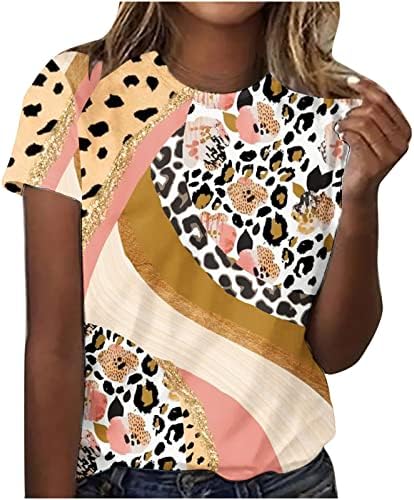 lcepcy kadın Yuvarlak Boyun Colorblock Tee Moda Yaz Rahat Renkli Kısa Kollu Temel T Shirt
