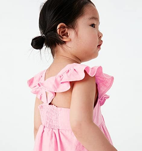 Geeda Toddler Kız Yaz Kayma Elbise Günlük Giyim Sevimli Karikatür Desen Bebek Kız Gündelik Elbise Pamuk