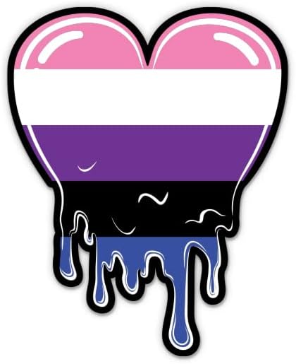 Genderfluid Pride Sticker-3 laptop etiketi - Su Geçirmez Vinil Araba, Telefon, Su Şişesi-Cinsiyet Sıvı Kalp Bayrağı