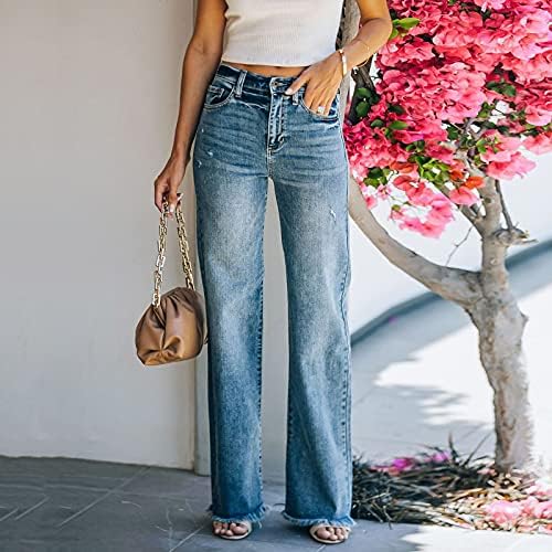 Yırtık Kot Kadın Rahat Orta Süper Rahat Çan Düğmesi Klasik Sıkıntılı Skinny Jeans Pantolon Pantolon