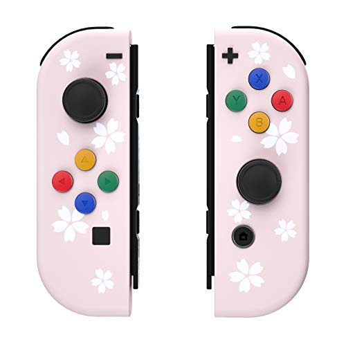 Renkli Düğmeli eXtremeRate Yumuşak Dokunuşlu Joycon El Kumandası Muhafazası, Nintendo Switch Joy-Con için Pembe Kenarlıklı