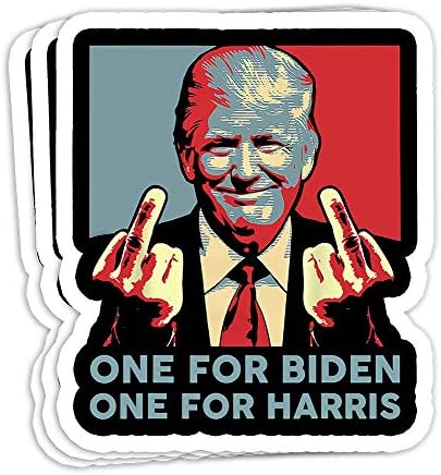 Trump Orta Parmak Biden Harris Cumhuriyetçi Amerikan Bayrağı Hediye Decorations-4x3 Vinil Çıkartmalar, Dizüstü Çıkartması,
