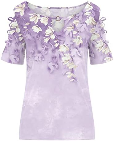 Bayan Üst Gömlek Snap Düğmesi Pilili Rahat Kısa Kollu Klasik Fit Kadın Dış Giyim Batik Renk Baskılı Tunik Üstleri