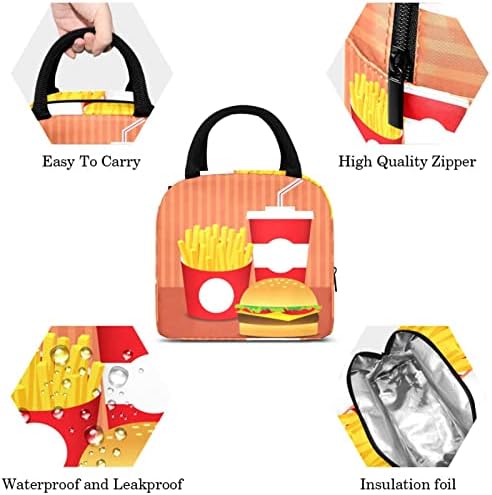 Fast Food Seti Kola Kızartması Burger Öğle Yemeği Çantası Yalıtımlı yemek kabı Piknik Çantası Açık Okul Seyahat Gıda