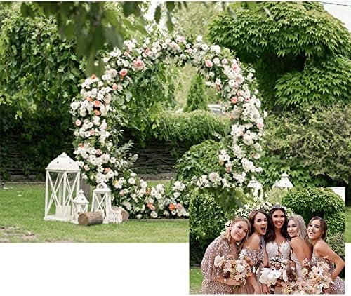 Renaıss 7x5ft Düğün Kemer Çelenk Çiçek Fon Romantik Bahçe Polyester Kumaş Açık Yeşil Yapraklar Çim Çiçek Duvar Fotoğraf