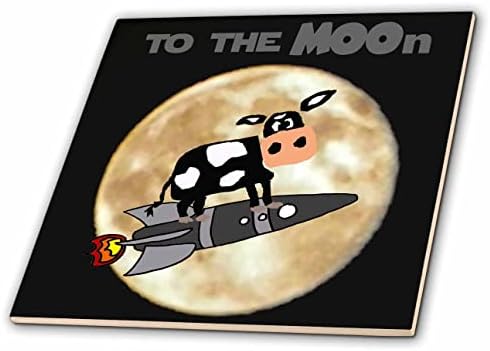3dRose Aya Roket gemisinde Havalı komik Sevimli İnek Kelime Oyunu Hiciv Uzay Karoları (ct-372229-4)