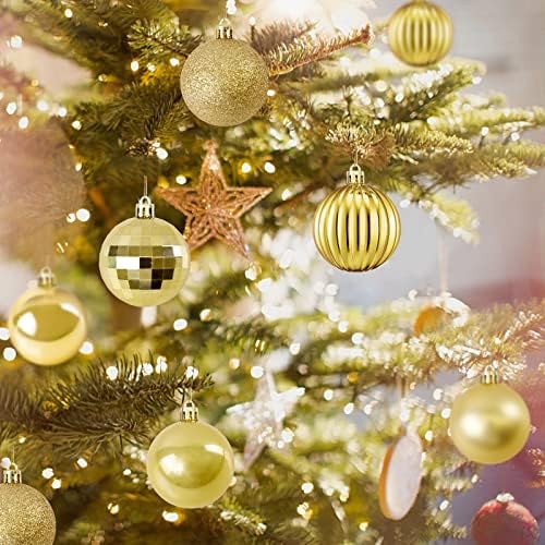 Noel Süsleri Topu: Altın Noel Ağacı Süsleri Noel Çocuk Hediyeleri 24 ADET Kapalı Açık Ev Dekoru Köy Bahçesi için Altın