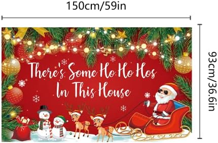 5x3ft Kumaş Kar Tanesi Komik Noel Zemin Bu Evde Bazı Ho Ho Hos var Kış için Afiş Süslemeleri Kırmızı Merry Xmas Arka