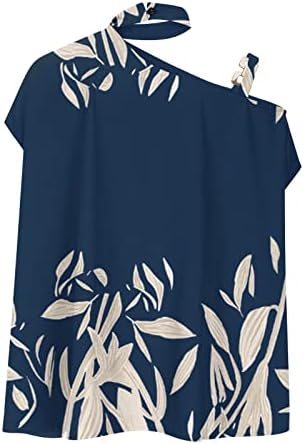 Moda T Shirt Kadın Boyun Bir Omuz Batwing Bluz Çiçek Baskı Kısa Kollu Gömlek Yaz Üstleri
