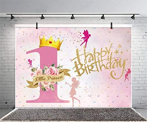 LFEEY 5x3ft 1st Doğum Günü Fotoğraf Arka Planında Kız Tatlı Pembe Küçük Prenses İlk Doğum Günü Fotoğraf Arka Planında