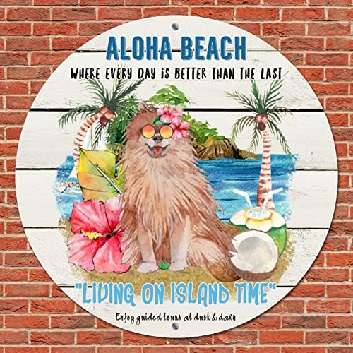 Yuvarlak Metal İşareti Plak Köpek Plaj Adada Yaşayan Zaman Komik Köpek hoş geldin yazısı Vintage Pub İşareti Plak