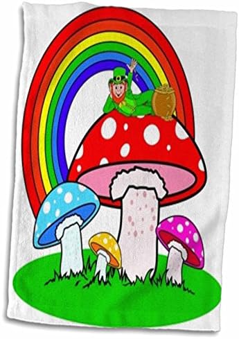 3dRose Florene Çocuk Sanatı-Birincil Renkli Mantar Gökkuşağı ve Peri Havluları (twl-37314-1)