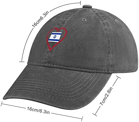 Ben Aşk İsrail Kırmızı Kalp Yetişkin Kavisli Ağız beyzbol şapkası Ayarlanabilir Denim Kap Unisex Spor Şapka