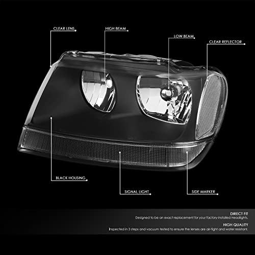99-04 Jeep Grand Cherokee WJ ile uyumlu Siyah Konut Temizle Köşe Farlar / Lambalar + 9006 LED Dönüşüm Kiti