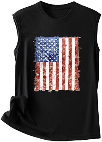 4th Temmuz Gömlek Kadınlar için Amerikan Bayrağı Yaz Kolsuz O-Boyun Tank Top Yıldız Çizgili Vatansever Gömlek Casual