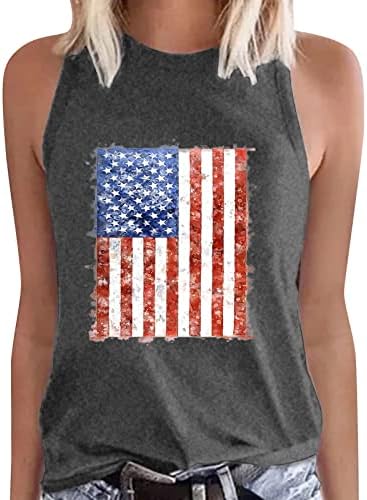4th Temmuz Gömlek Kadınlar için Amerikan Bayrağı Yaz Kolsuz O-Boyun Tank Top Yıldız Çizgili Vatansever Gömlek Casual