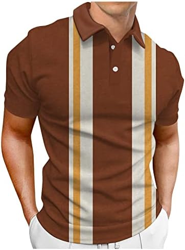Erkek Golf düğme Aşağı renk blok Polo Retro Açık Sokak Kısa kollu Gömlek Baskı giyim